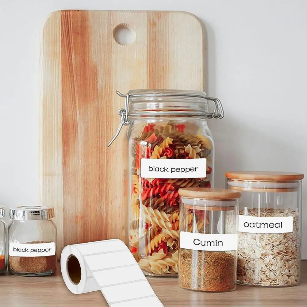 อุปกรณ์ทำครัวภาชนะบรรจุอาหารติดตู้เย็นกันน้ำลอกออกได้มีกาวในตัว1ม้วนสติ๊กเกอร์บาร์โค้ดติดในตู้เย็น