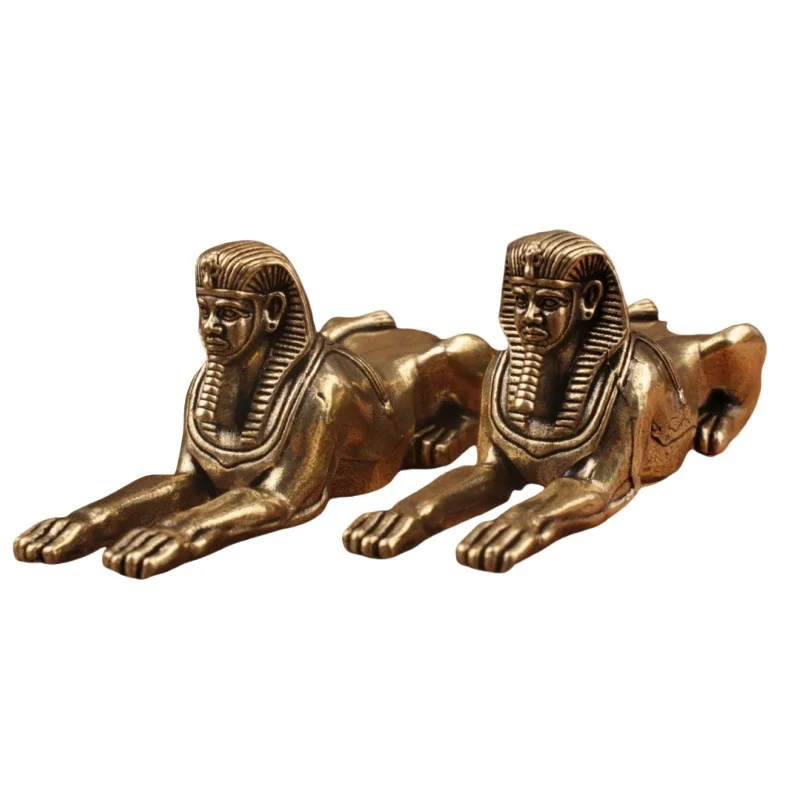 Retro Messing Ägypten Sphinx Statue Kleine Ornamente Messing Wächter Figuren Desktop Dekorationen Home Decor Zubehör – Detail 6