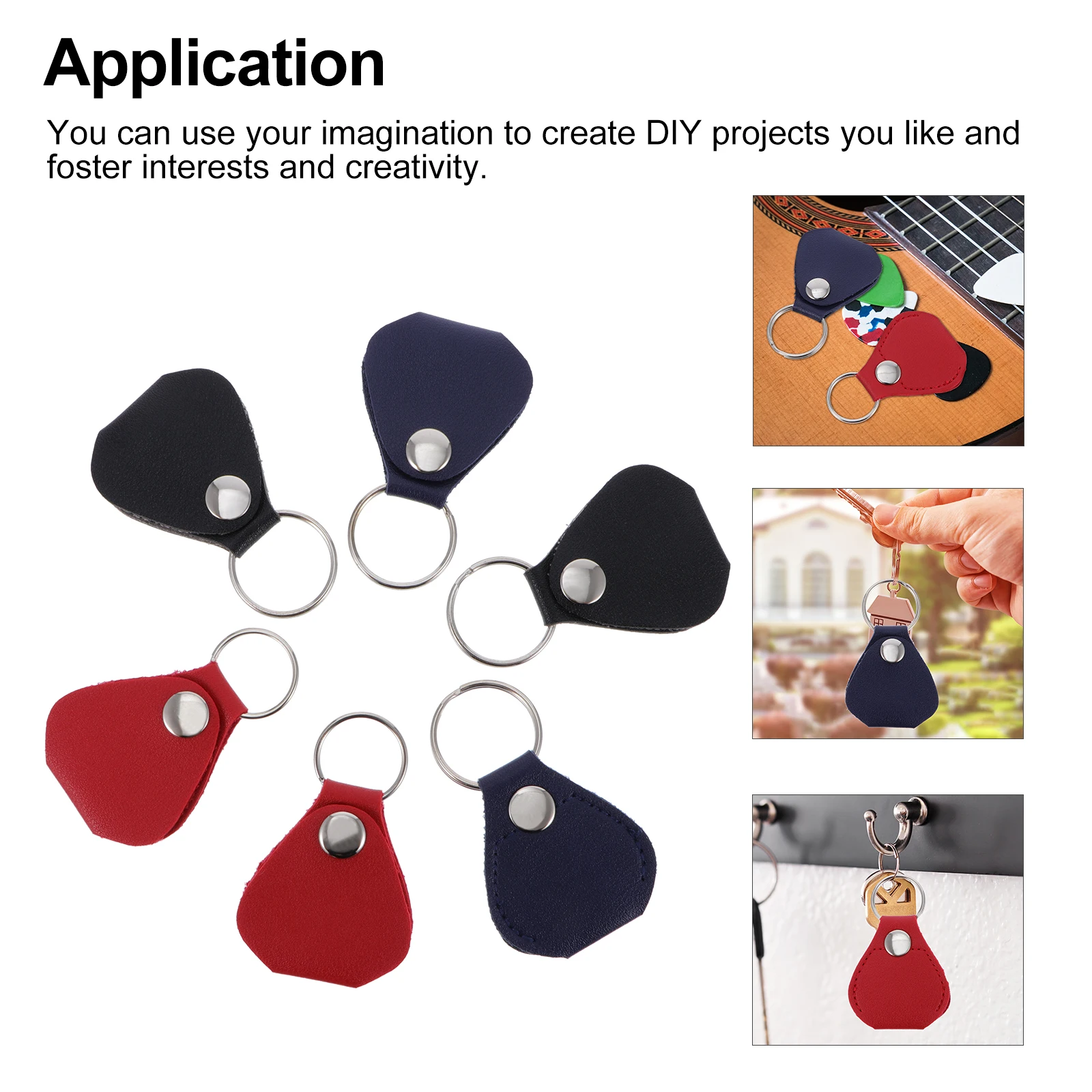 

6 Pcs Guitar Pick Keychain Holder Clip Instrument Heavy Wallet Case Bag for Picks