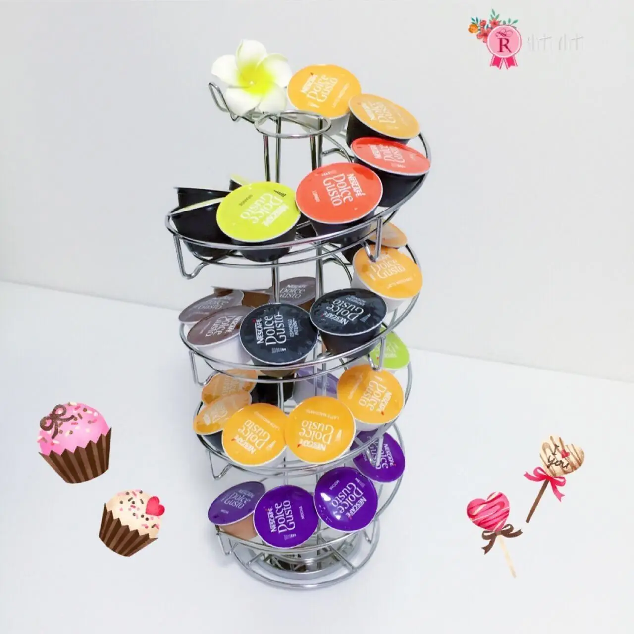 360 Rotation Practical Coffee Capsule Holder Tower Stand For Nespresso Dolce Gusto Capsules Vertuoline Storage Coffee Pod Holder