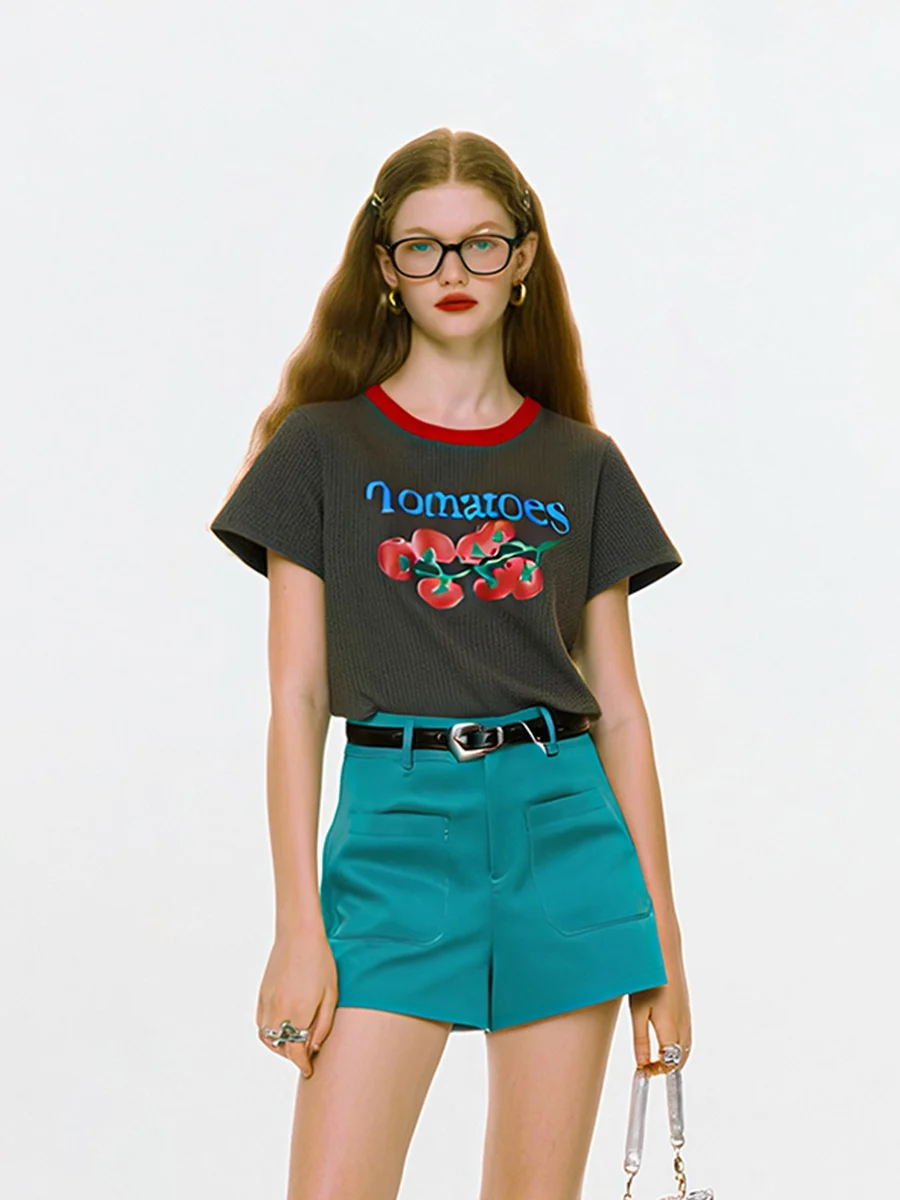 

Женский летний повседневный топ AHMI Retro с принтом, новый, универсальный, облегающий