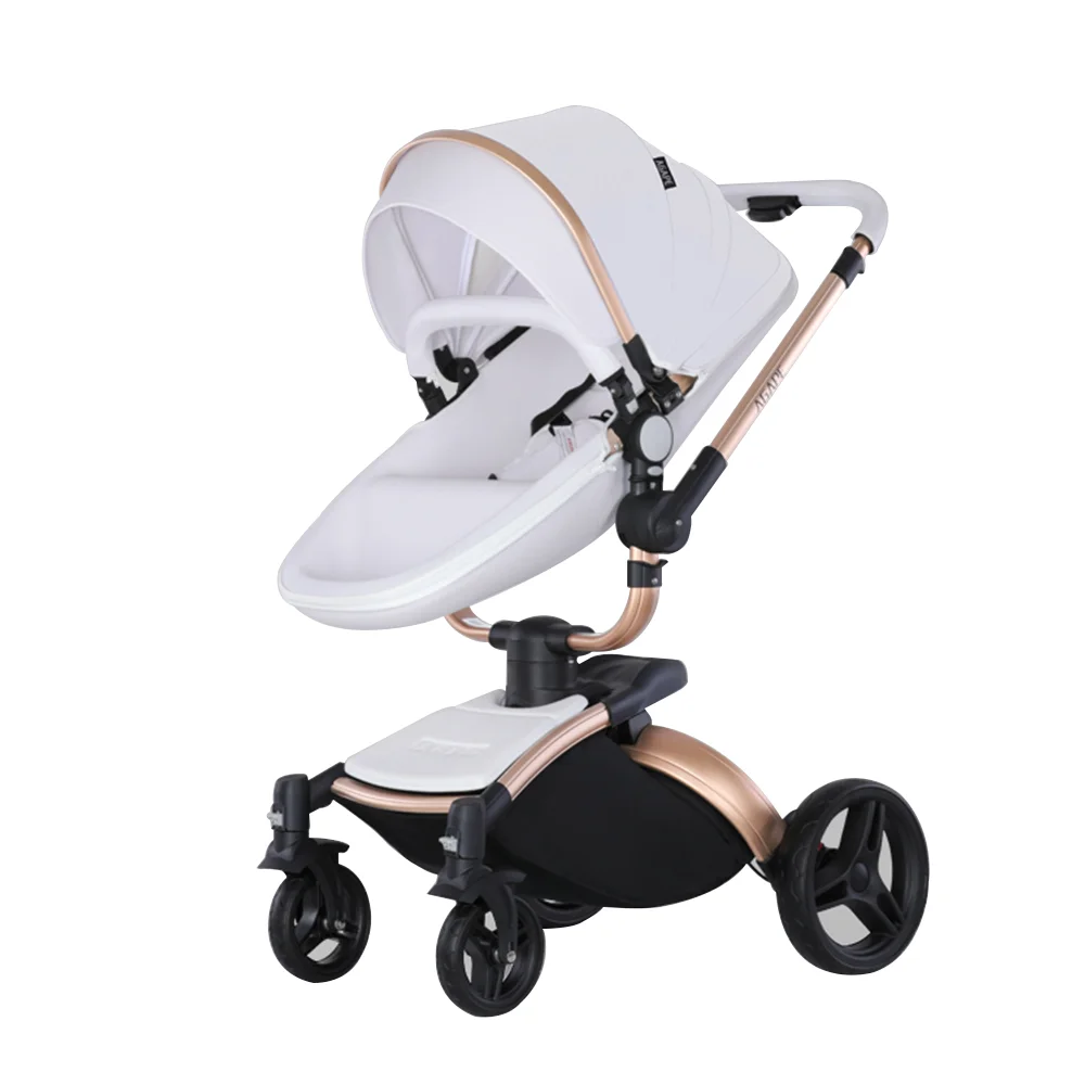 Carrinho De Luxo Com Assento De Carro, Alta Qualidade PU Rodas, Baby Pram, Sistema De Viagem De Transporte, Forma De Ovo, 3 em 1, EN1888/ASTM