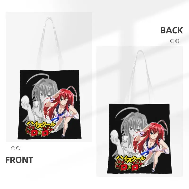 Sexy Girl High School Japanese Anime Dxd Silhouette Shopping Bag Women Shoulder Canvas Tote Bag Portable Groceries Shopper Bags