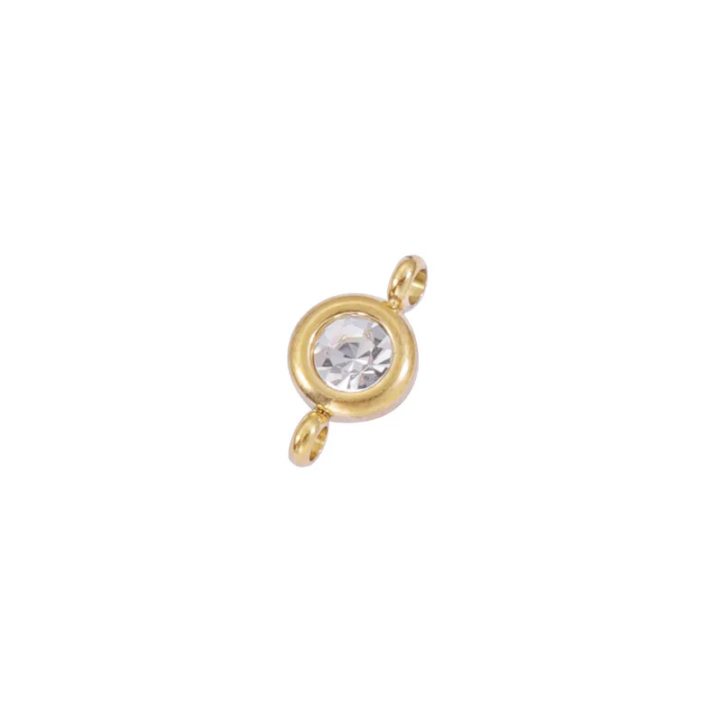 12Pcs Stainless Steel Birthstone Month Pendant Connector Colorful Zircon Charms for Jewelry Making DIY Necklace Accessories view 5