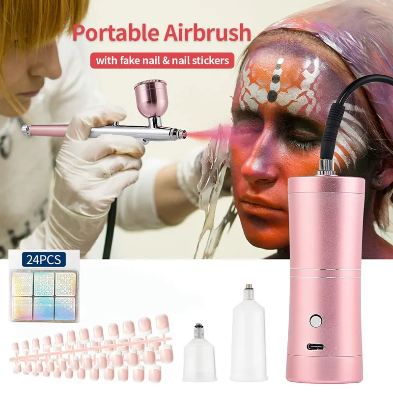 

0.3mm Multifunctional Air Compressor Kit Portable Airbrush Spray Gun for Nail Art Cake Painting Mini Nano Fog Mist Sprayer