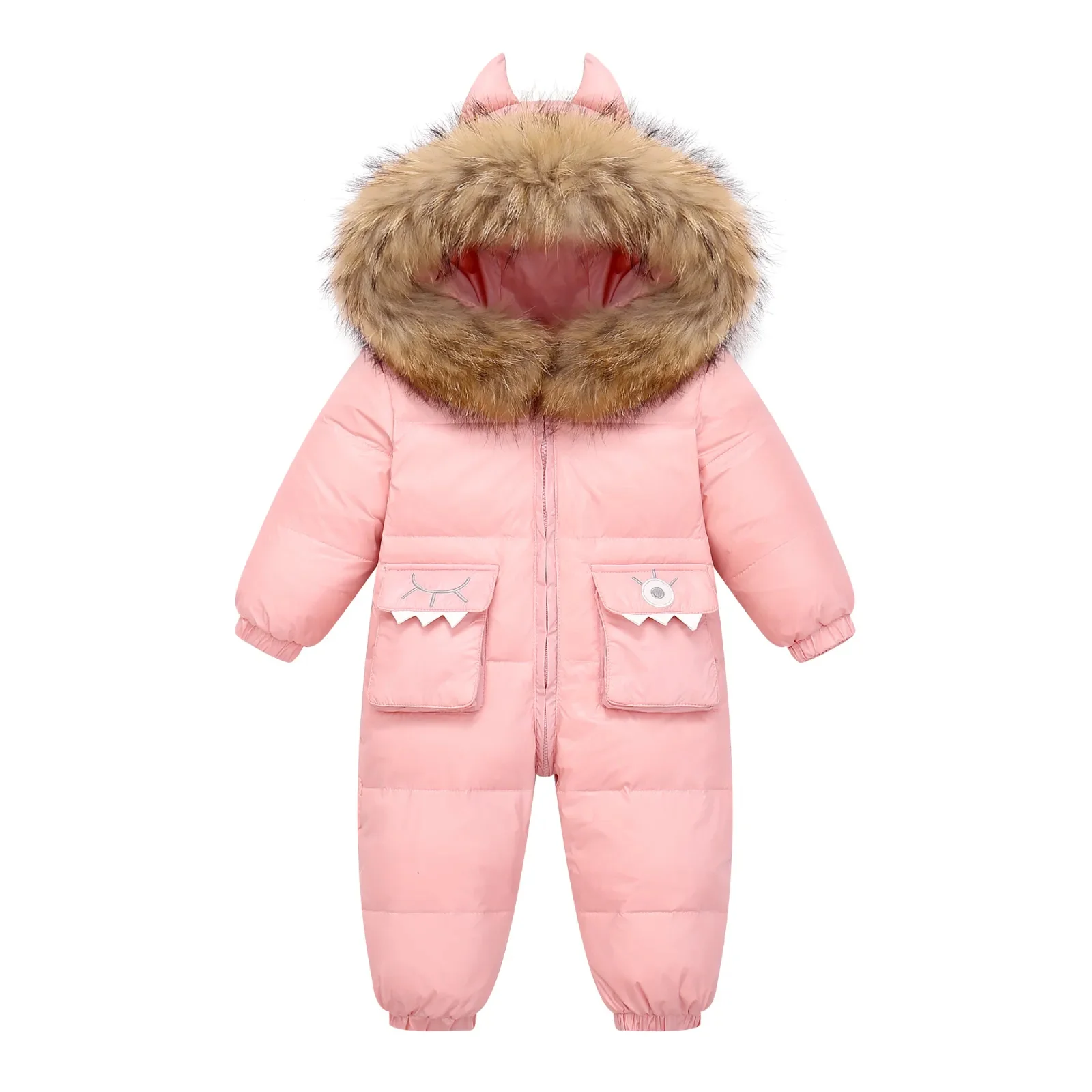 -30 baby dinosaur clothes snowsuit 90% duck down jacket for girls coat Winter overalls kids Park infant boy snow wear Waterproof