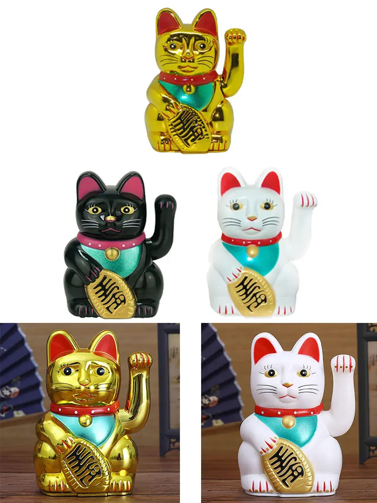 5inch Rifeng Electric Waving Lucky Cat Cashier New Store Opening Gift Wealth Waving Hand Cat Chinese Lucky Cat Gold Cute Lucky