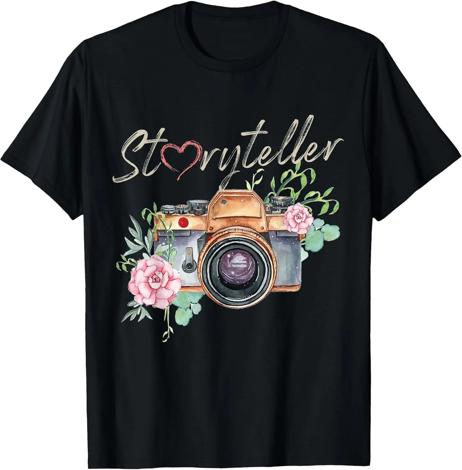 Storyteller Camera Photography Crew Neck Casual Short Sleeve Vintage Summer Graphic T-Shirt for Women