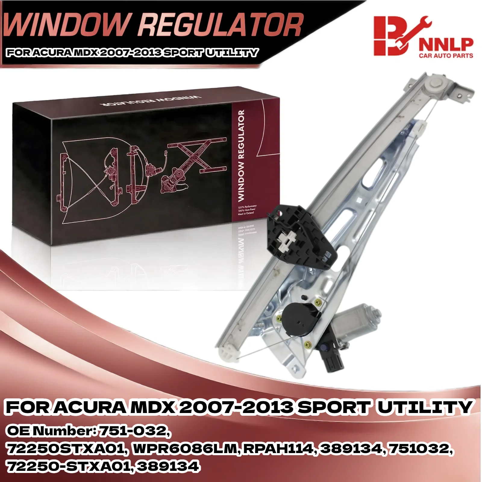 

Стеклоподъемник с двигателем в сборе для Acura MDX 2007-2013, передний левый 72250STXA01, WPR6086LM, RPAH114, 72250-STXA01
