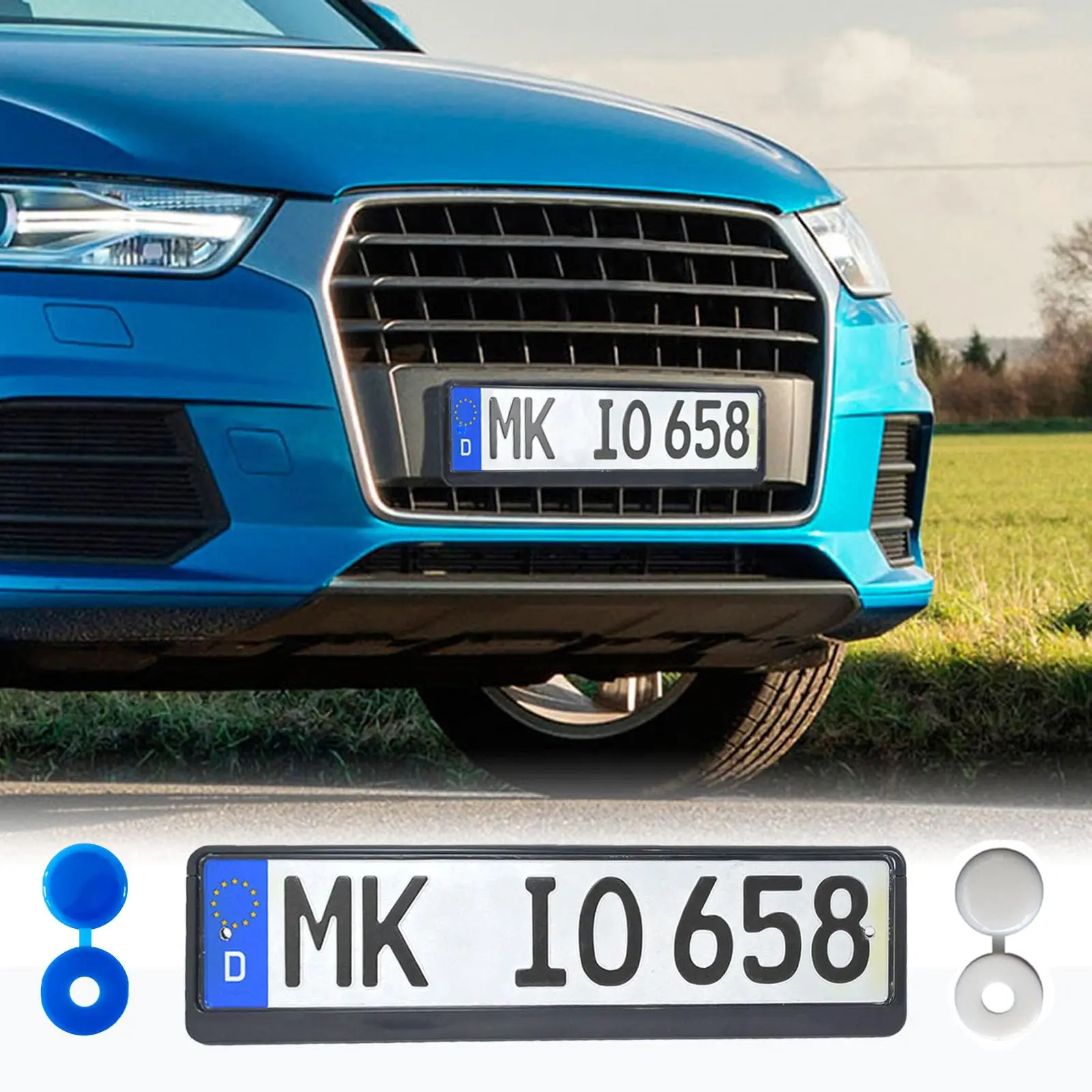 License Plate Frame Screw Accessories 304 Stainless Steel License Plate Screw and Caps Set for Cars and Motorcycles