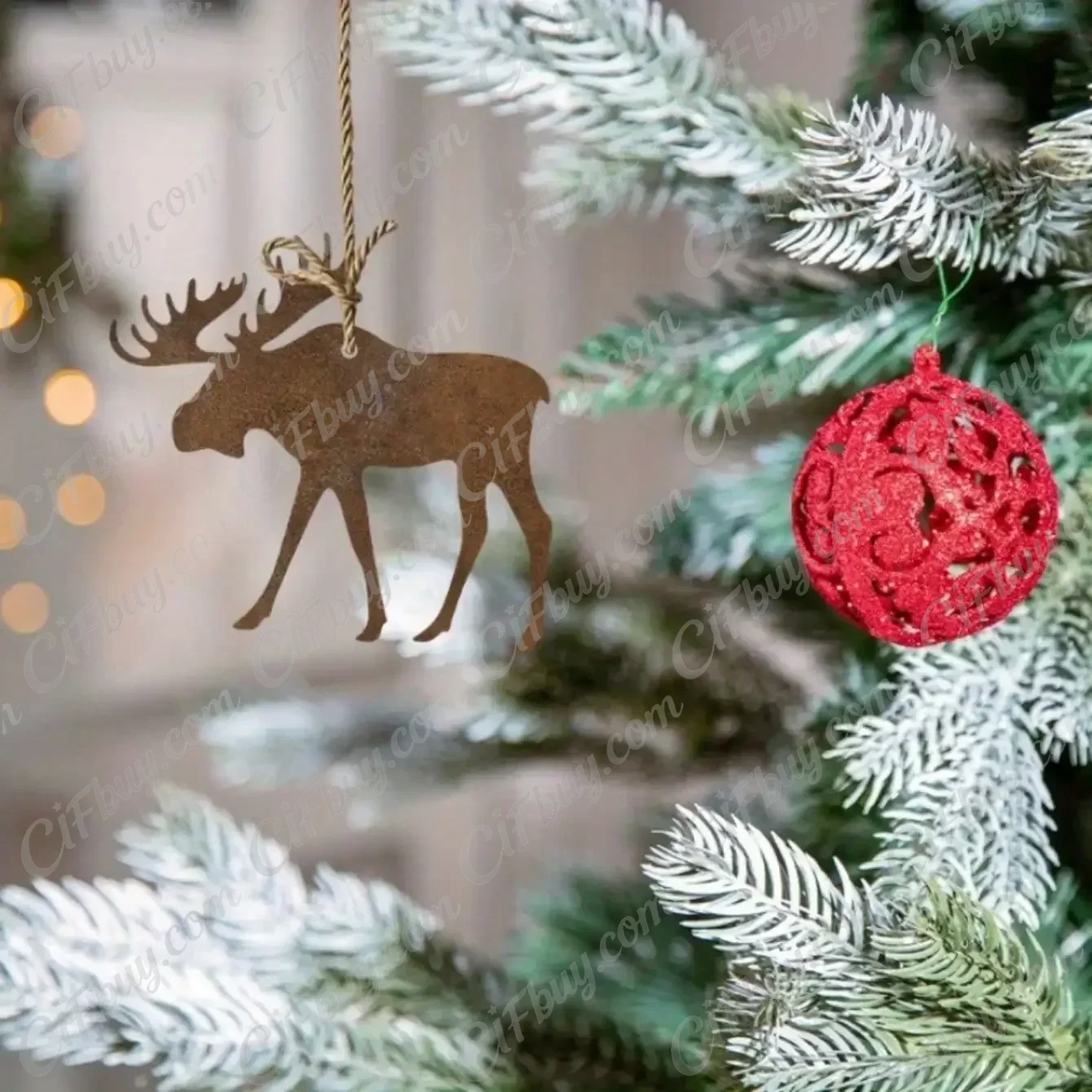 CIFBUY Vintage Reindeer Metal Wall Decor Rustic Christmas Ornament Rustproof Waterproof Iron Hanging Unique Holiday Gift Plaque