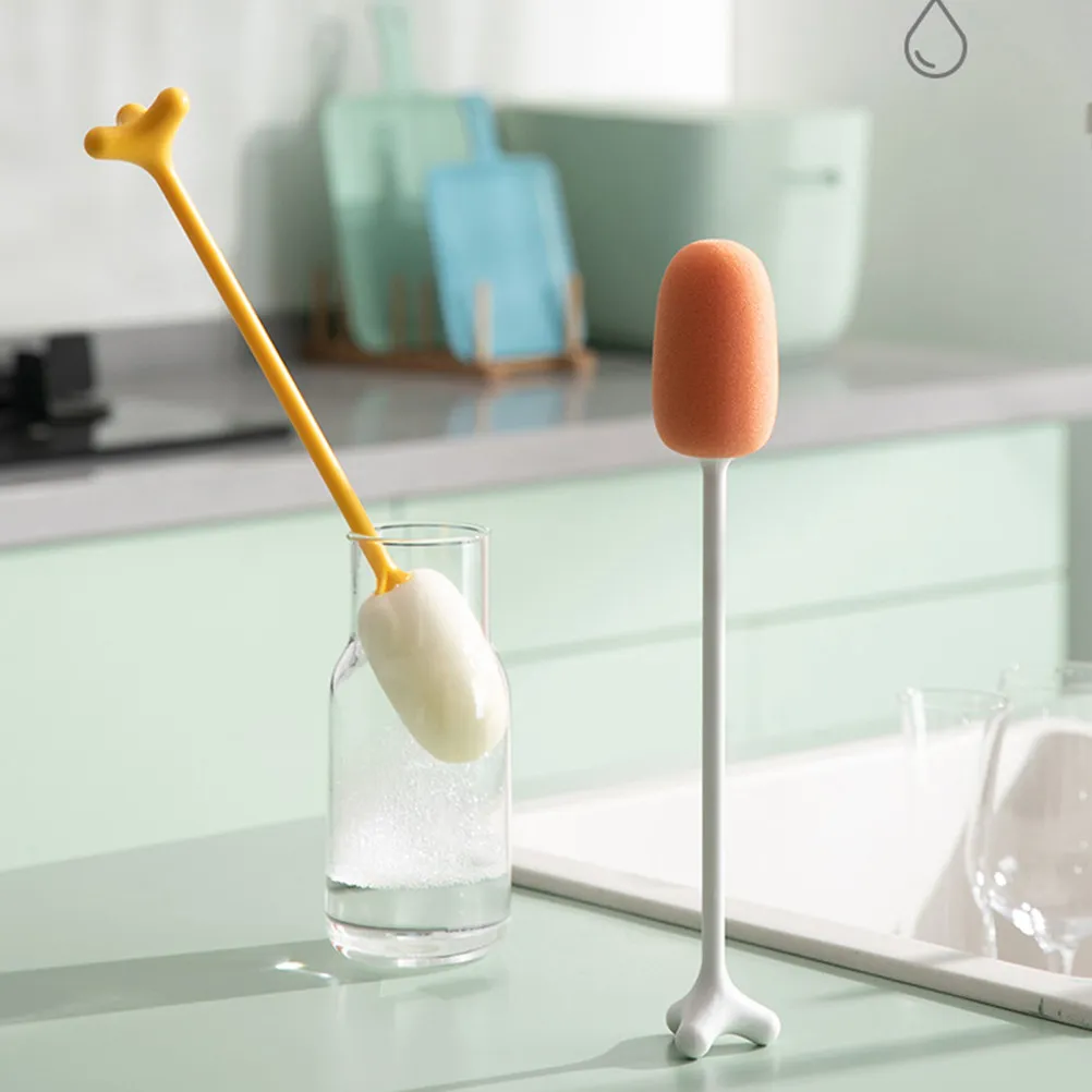 1Pcs Eco-Friendly PP Handle Bottle Cleaning Brush for Baby Feeding Bottles Glass Cups Decanters Coffee Mugs Long Handle Sponge