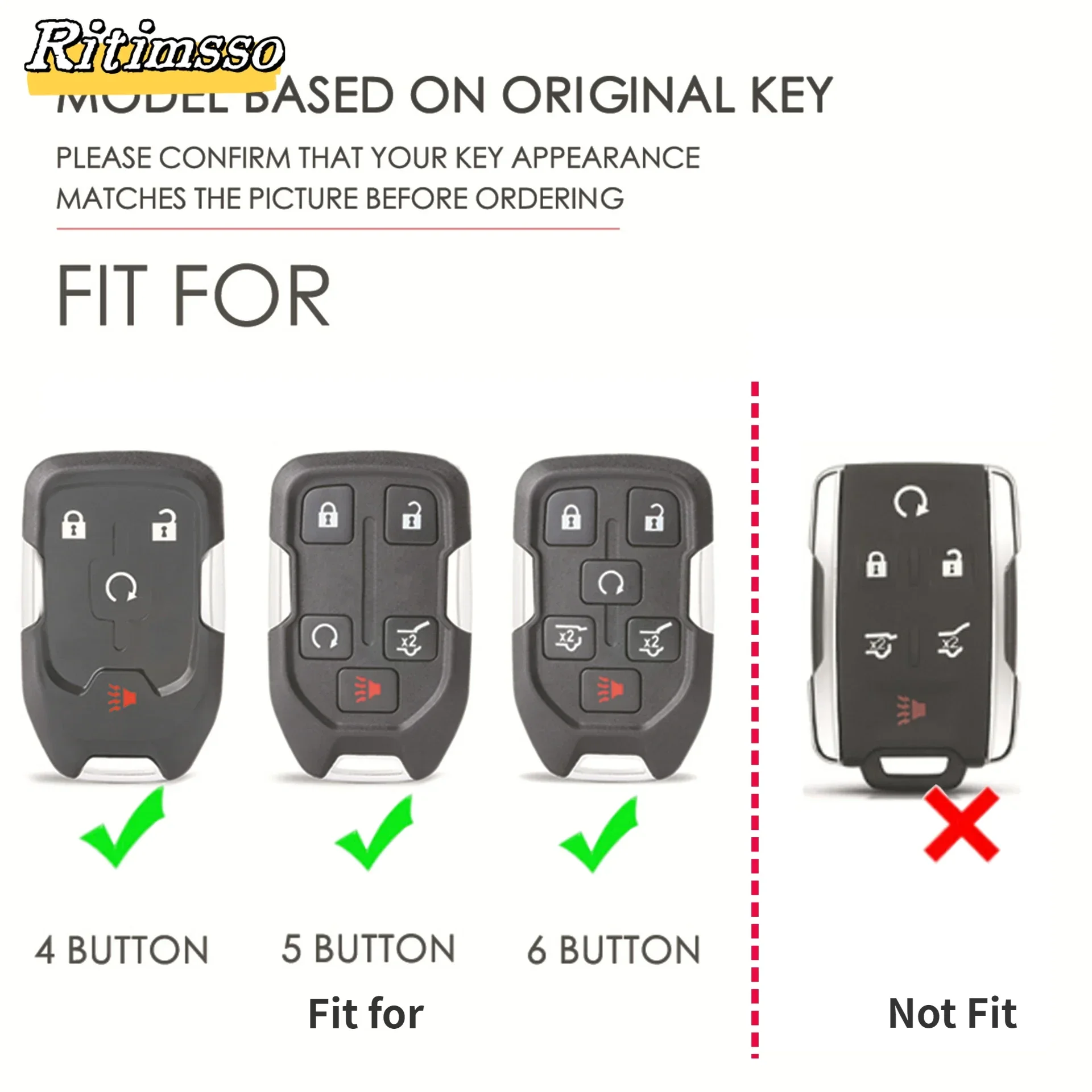 5/6 Buttons Alloy Car Remote Key Case Cover Shell Fob For Chevrolet Silverado Suburban Tahoe for GMC Yukon Sierra Acadia Terrain