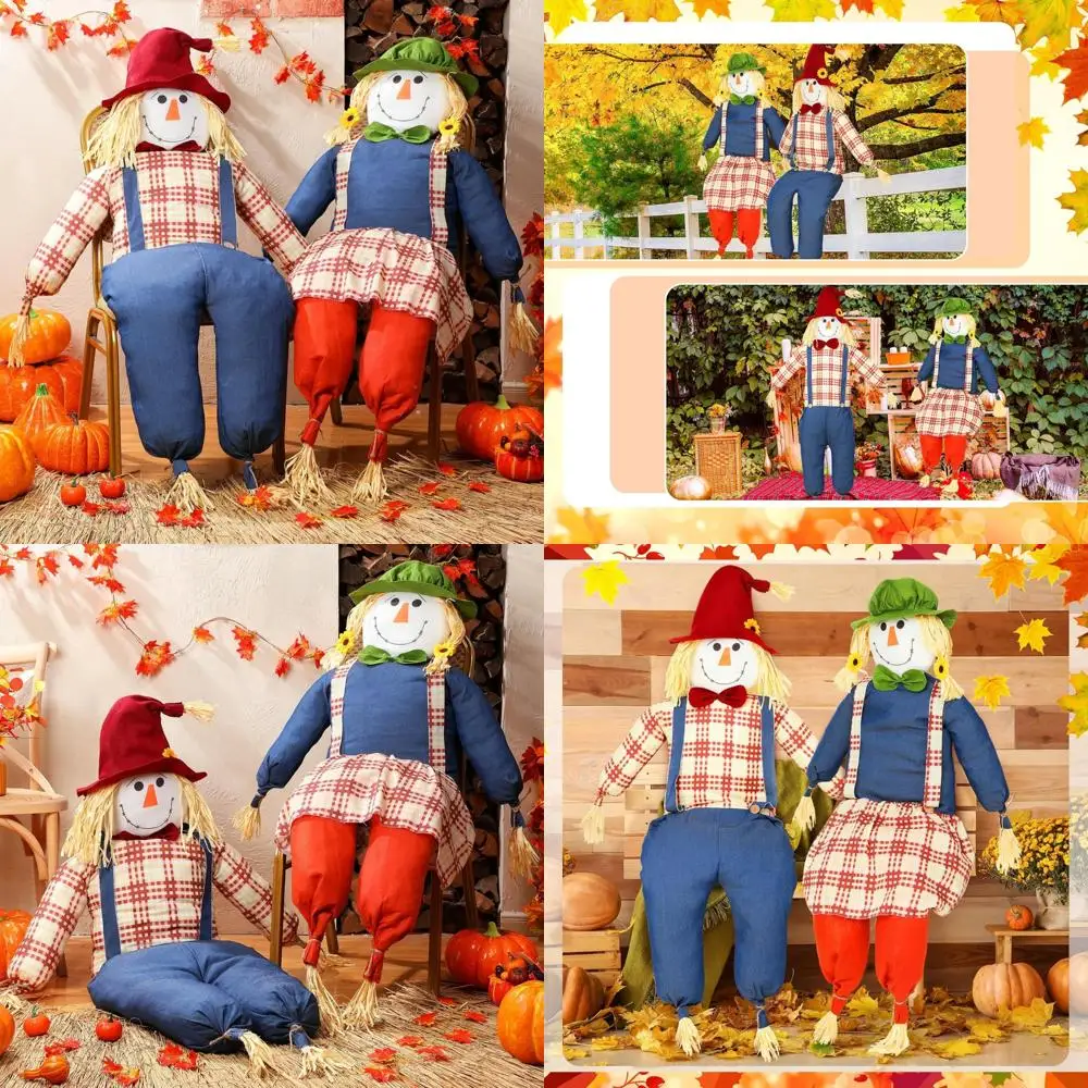 

Large 64 Thanksgiving Scarecrows - Life Size Fall Harvest Decorations for Indoor or Outdoor Use