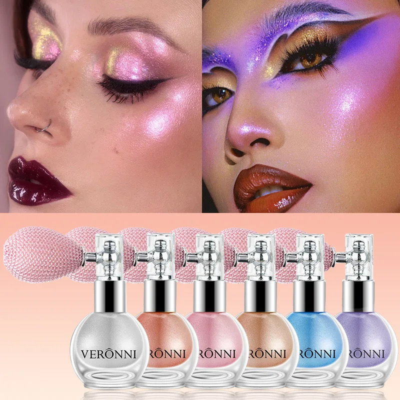 6-Color Diamond Highlighter Powder Spray Waterproof High Gloss Glitter Body Bronzer Highlight Powder Face Contour Illuminator