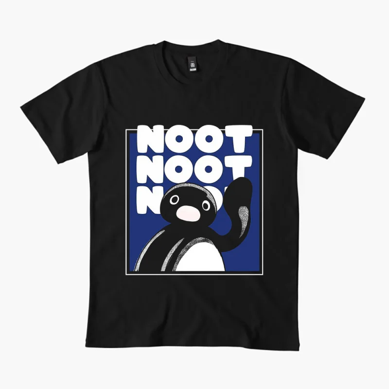 

0330 Noot Noot Pingu Meme Gift t shirt for men Funny cartoon Graphic Clothes 100% cotton printed Y2K clothing Large size tee