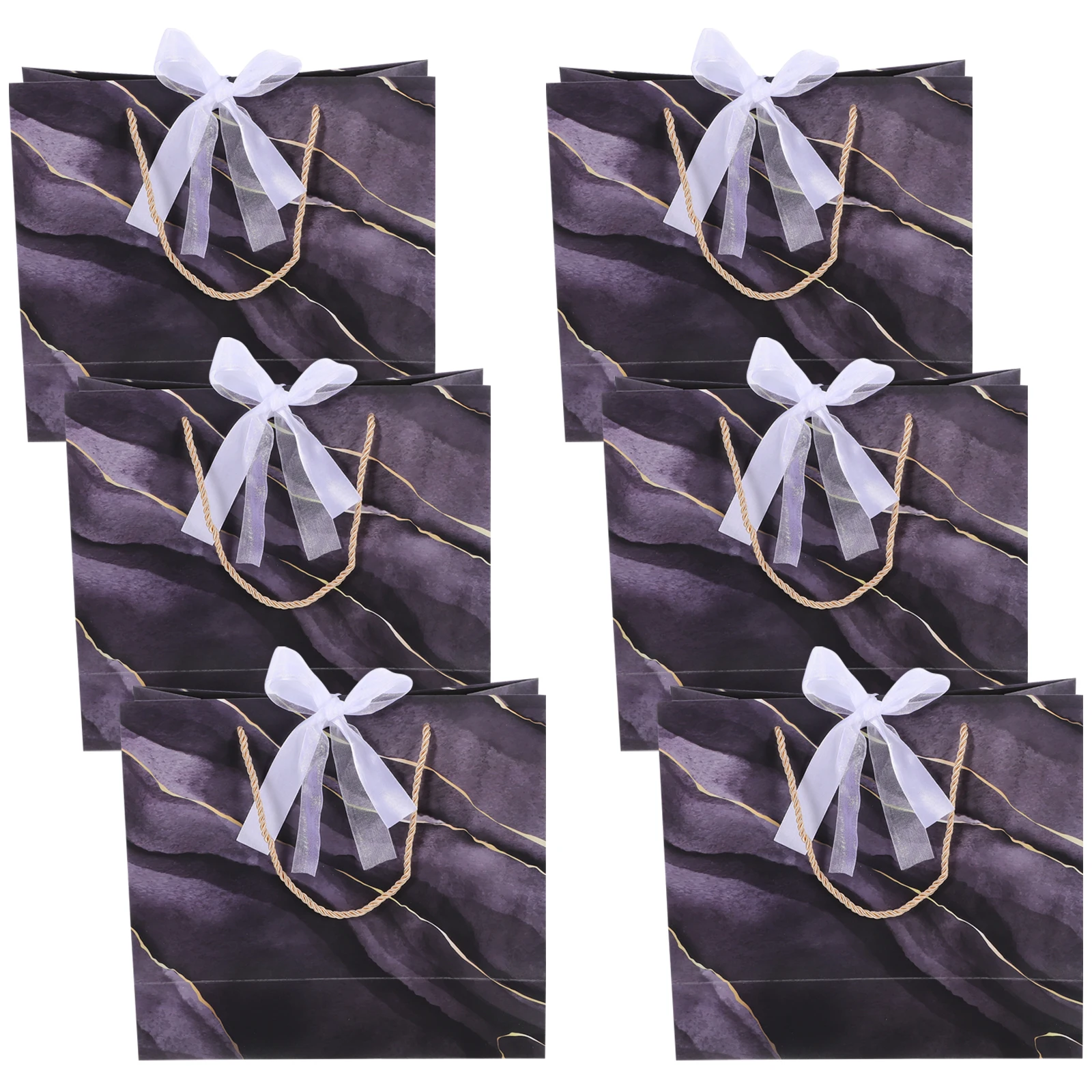 

6pcs Marble Pattern Gift Bags Large Black White Ribbon Bridal Shower Wedding Birthday Party Favor Goodie Present Jewelry
