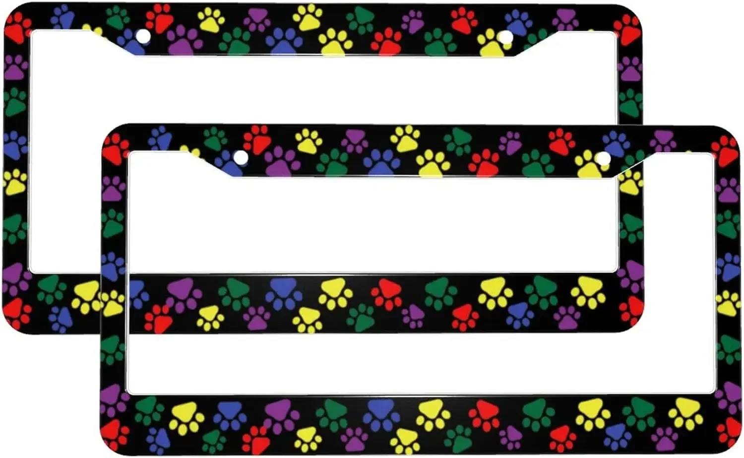 

Красочная рамка для номерного знака с рисунком собачьей лапы, 2-упаковка держателя номерного знака с двумя отверстиями, рамка для автомобильной бирки для женщин, мужчин, транспортных средств по США