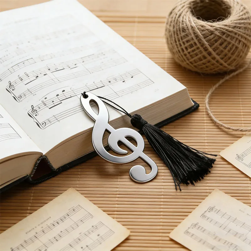 1 Piece Gift Box Creative Music Symbol Stainless Steel Tassel Bookmark, Exquisite Reading Gift, Student Bookmark, Graduation Sea