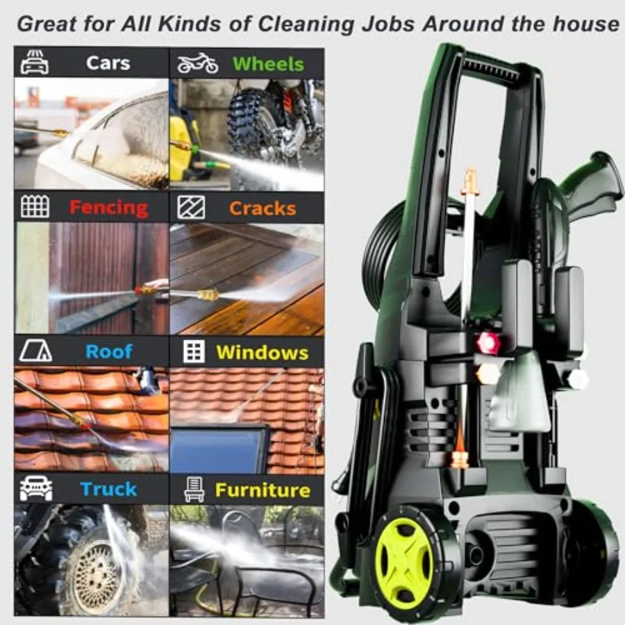 2025 ترقية غسالة الضغط 4300PSI مع 4 فوهات التوصيل السريع مدخل خرطوم مرشح رغوة مدفع للسيارات الأسوار الممرات المنزلية