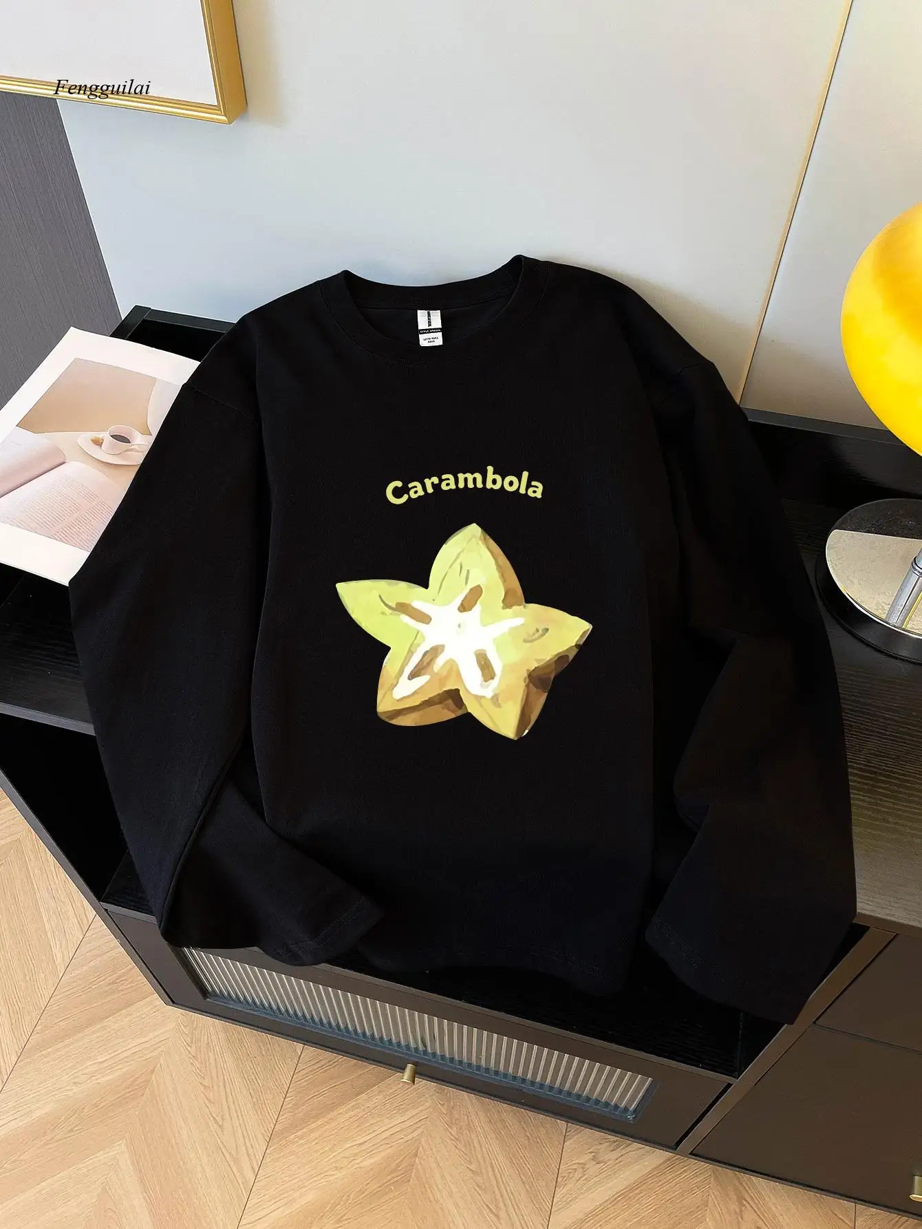Long Sleeve T-Shirt with Novelty & Quirky Print - Casual Round Neck Winter Fall Top, Random Unique Patterns