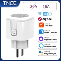 TNCE Tuya wifi/Zigbee Socket EU Plug 16/20A Smart Power Monitor Remote Control Smart Life APP Voice with Alexa Google Home Alice