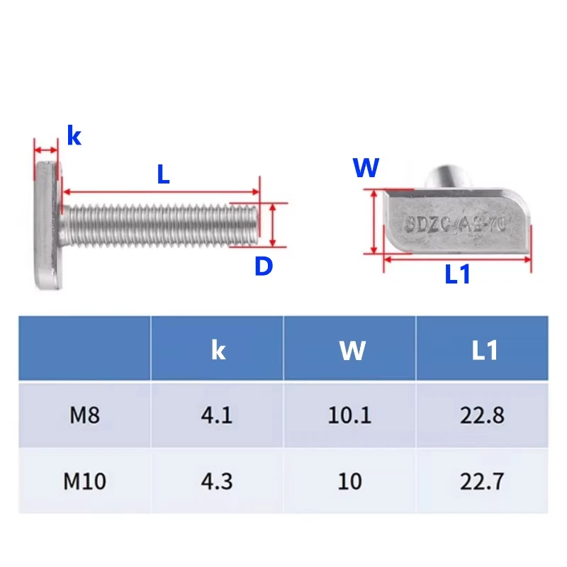 M8 T-Bolt 304 Stainless Steel (A2-70) - T-Screws Locking Tooth Flange Nuts - for Solar Panel Mounting PV Rails Greenhous