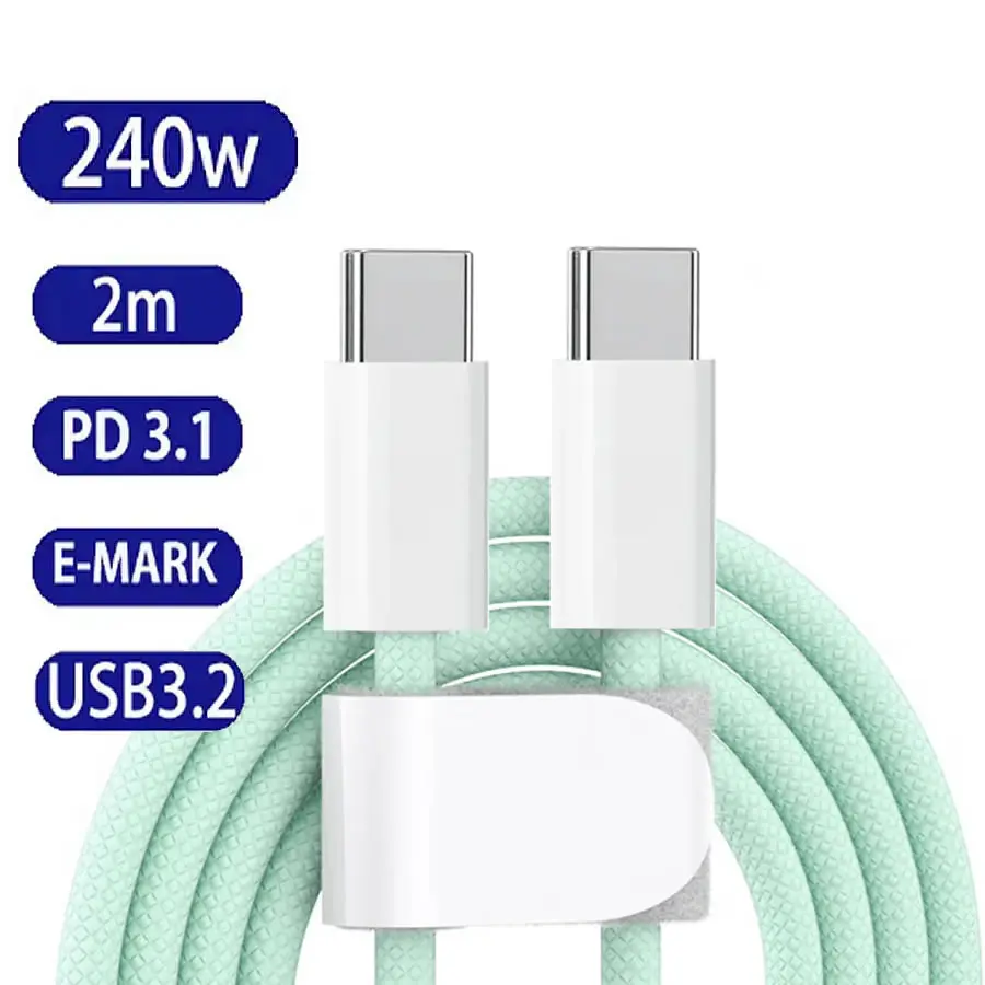 PD 240W USB C Charger Cable Laptop Type C Fast Charging Cable 2M for iPhone 15 Series iPad Air Pro MacBook Samsung Galaxy Switch