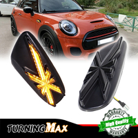 2pcs smoked lens Union Jack Amber LED Fender Side Marker Lights For 14-up Mini Cooper F55 F56 F57