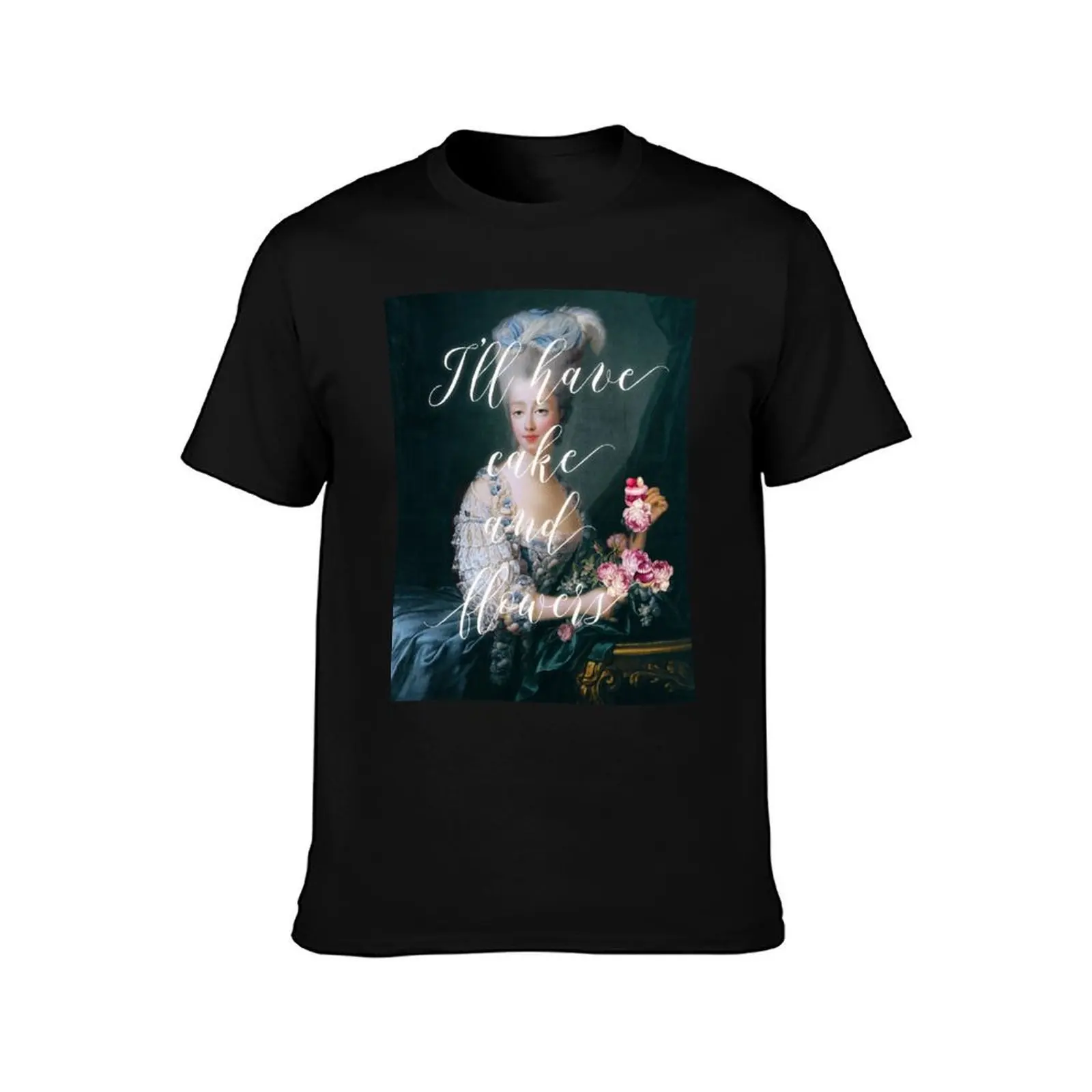 I'll have cake and Flowers T-Shirt, Summer Casual Cotton Tee, Oversized Streetwear Tops, Vintage Graphic Print, Unisex Men Women