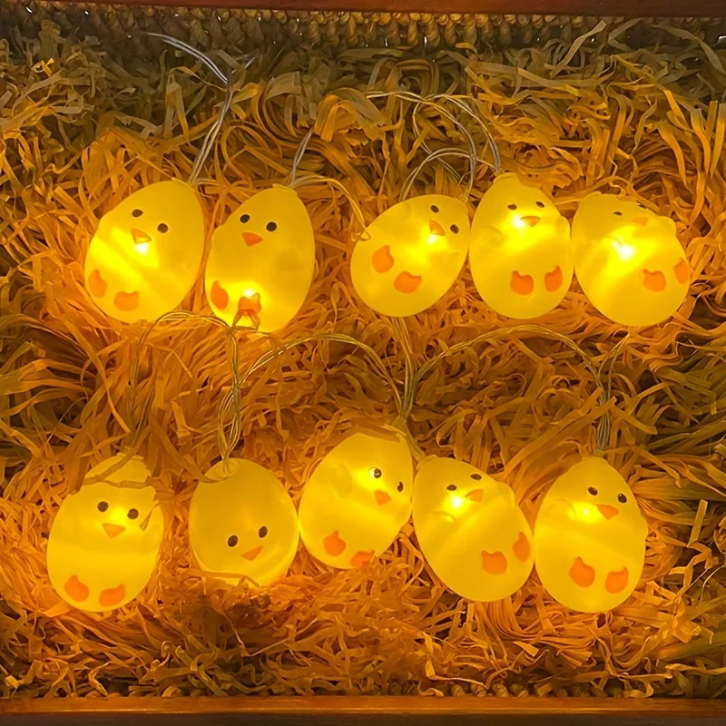 

1Set 20 LED Easter Yellow Chicken String Lights Easter Egg Lights Home Decoration, Night Lights, Easter Party Decoration Gifts