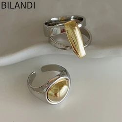 Bilandi Modern Jewelry Splicing Color Metallic Rings For Women Female Party Gift Hot Sale Cool Finger Accessories 2023 New Trend