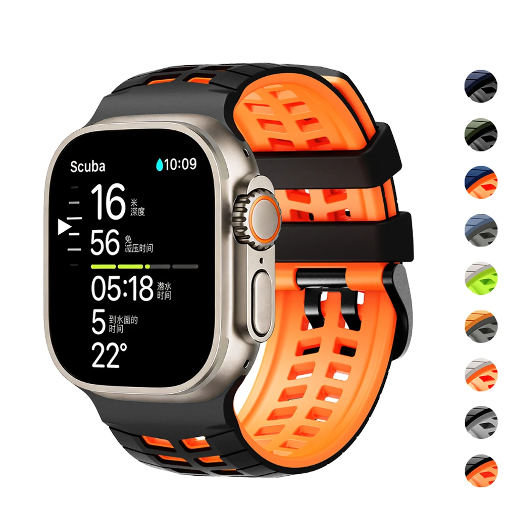 Silikonarmband für Apple Watch Ultra 3 2 49mm, zweifarbiges Armband für iWatch Series 11 10 9 8 7 6 45mm 46mm 42mm 44mm