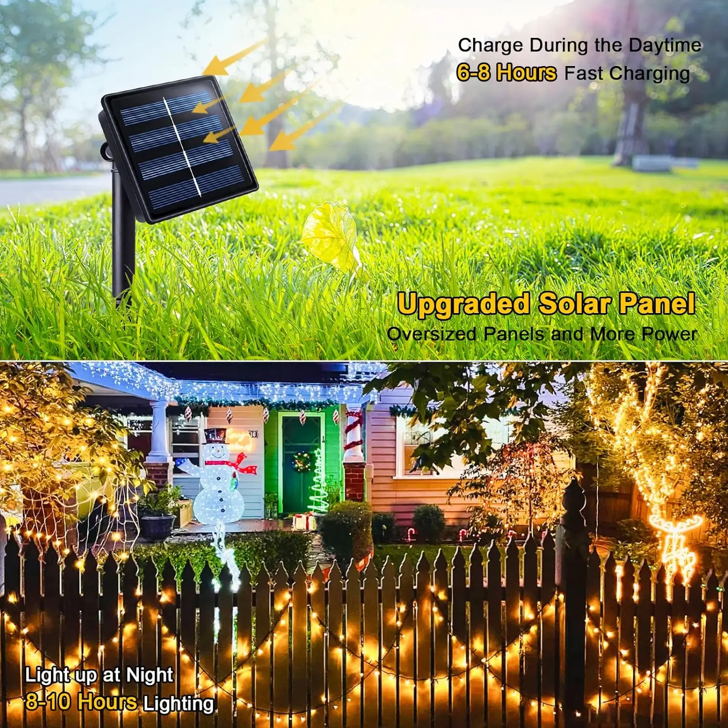 1/2 Pack Solar Christmas Lights Outdoor Waterproof Solar String Lights with 8 Modes for Garden Party Christmas Decorations