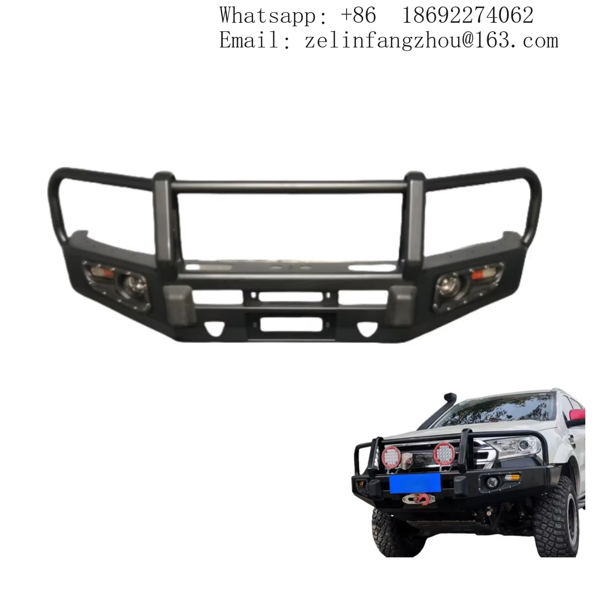 

High Quality 4*4 Steel Bullpen Bumper For Ford Everest New LED Upgrade With Fog Light Cut-Outs Two Pieces Car Bumper