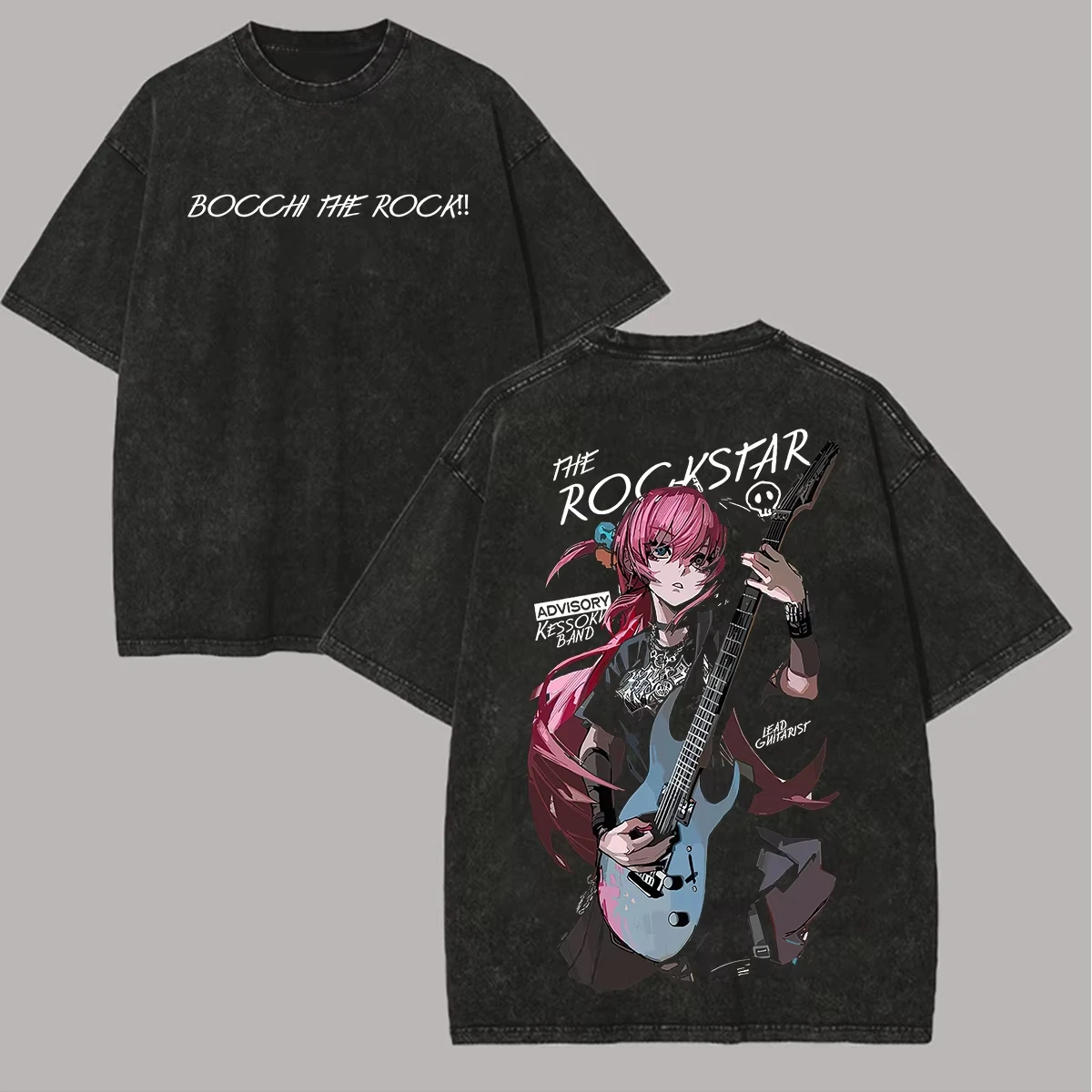 Bocchi The Rock! Shirt Vintage Washed Unisex Oversized Anime Streetwear Soft Cotton Short Sleeve Tee Gift Clothing Tops Hot Sale