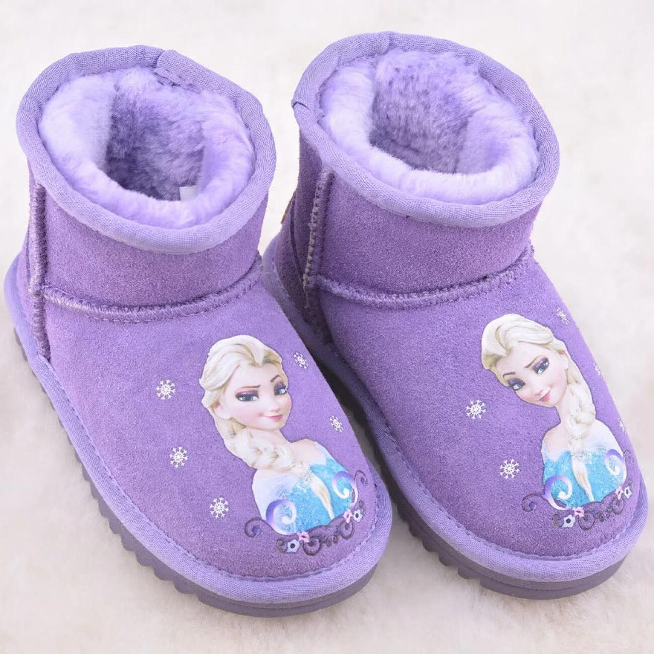 Disney girls snow boots winter plush warm anti-skid casual shoes Thickened baby rain boots