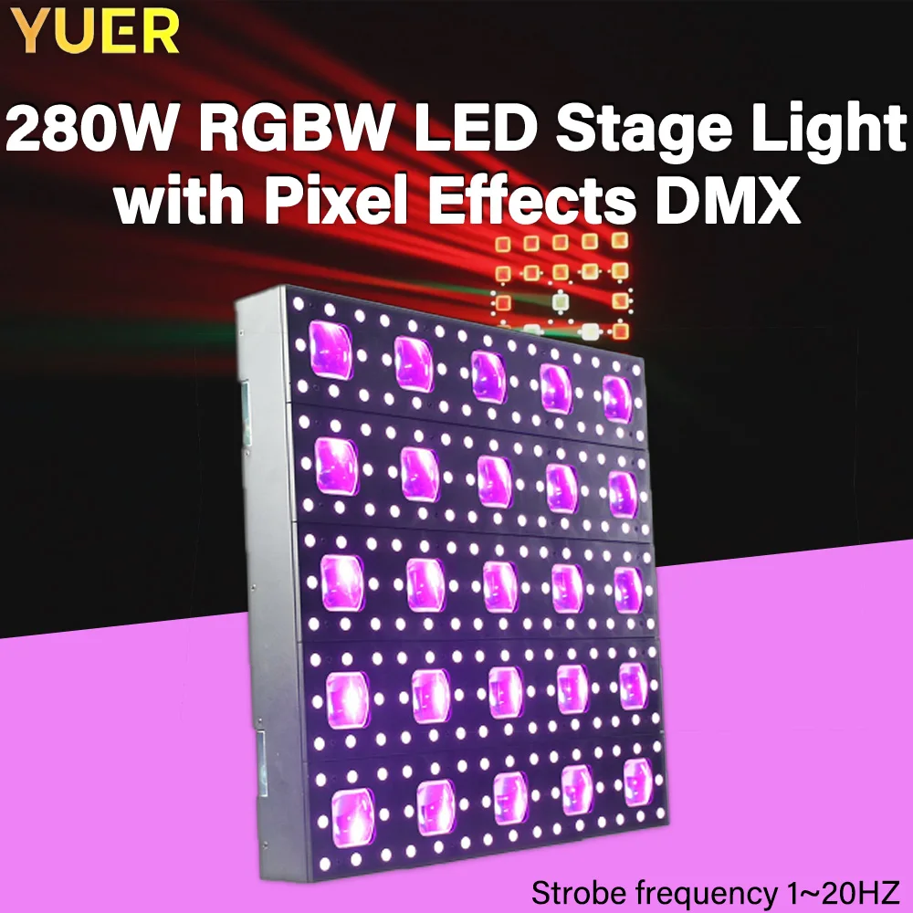 

YUER Stage Light RGBW DMX512 LED Light 280W 25x10W RGBW 200x0.2W RGB Pixels Effects 27CH 175CH IP20 for Concerts Events DJ Shows