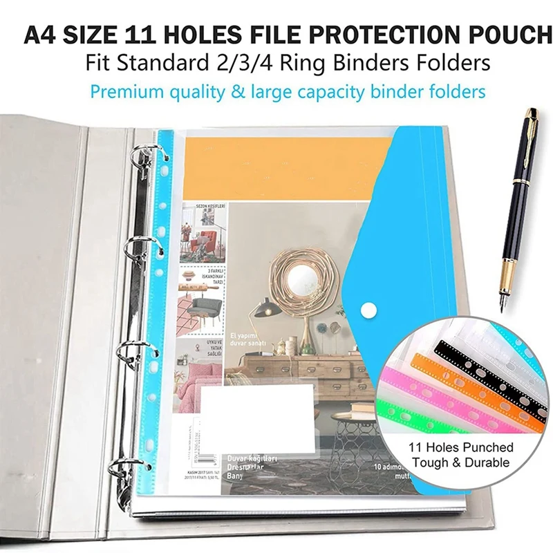 حار TTKK 36 حزم الموثق جيب 11 ثقوب توسيع الموثق المجلدات ل 2/3/4 حلقة الموثق البلاستيك المغلف ملف وثيقة الحقيبة
