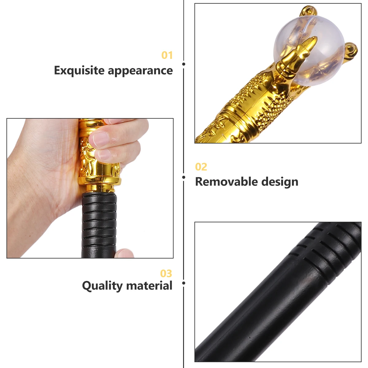 

3 pcs Plastic Scepter Costume Accessory Decorative Walking Stick For Halloween Party Performance Egyptian Cosplay Supplies