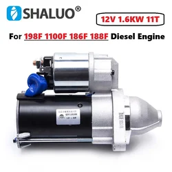 198F 1100F Diesel Engine Parts Starter Motor QDY12028B 12V 1.6KW 11T Gear Teeth For 186F 188F Generator Motor Starting