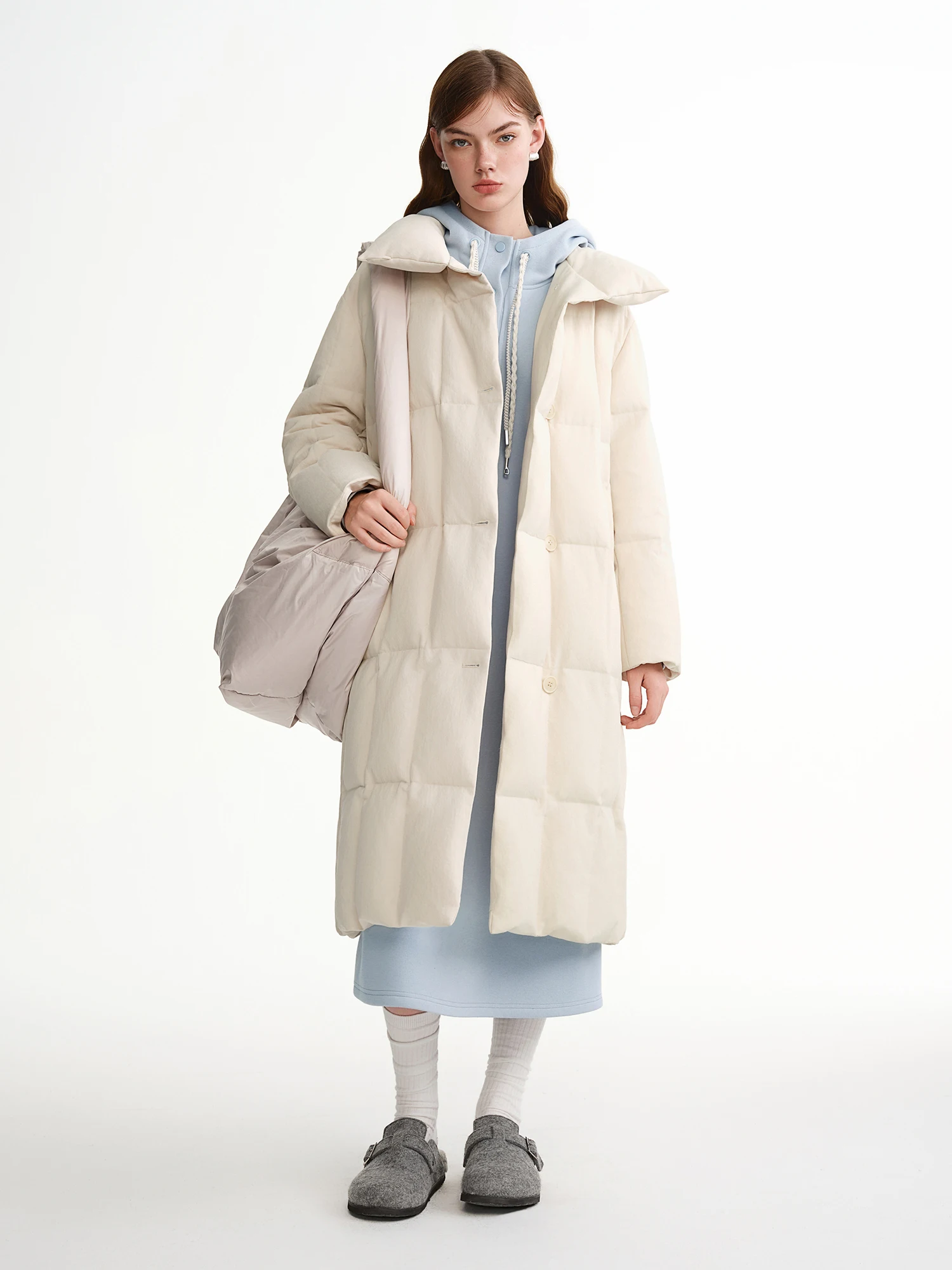 DUSHU 2025 وصل حديثًا سترة نسائية مبطنة بمقاسات كبيرة تتميز بياقة واقفة سترات ذات محتوى 90% للأسفل #3