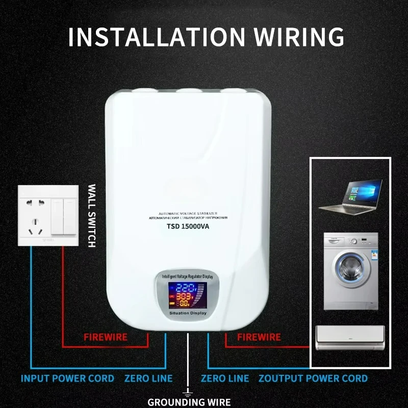 

TSD-15KVA Electronic Voltage Regulator/Stabilizer Single Phase 5000W Wall-mounted Automatic Stabilizer Household Appliances 96%