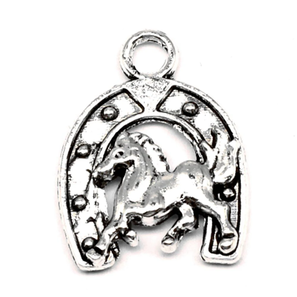 horse's Hoof Charms Pendant Diy Accessori Jewelri Make 18x23mm 5pcs Antique Silver Color