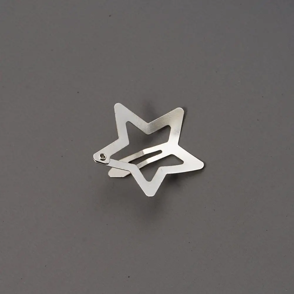 Silver Star Y2K BB Hair Clips Women Cute Metal Star Hair Clips Side Barrettes Hair Simple Mini Metal Snap Clip Hair Accessories