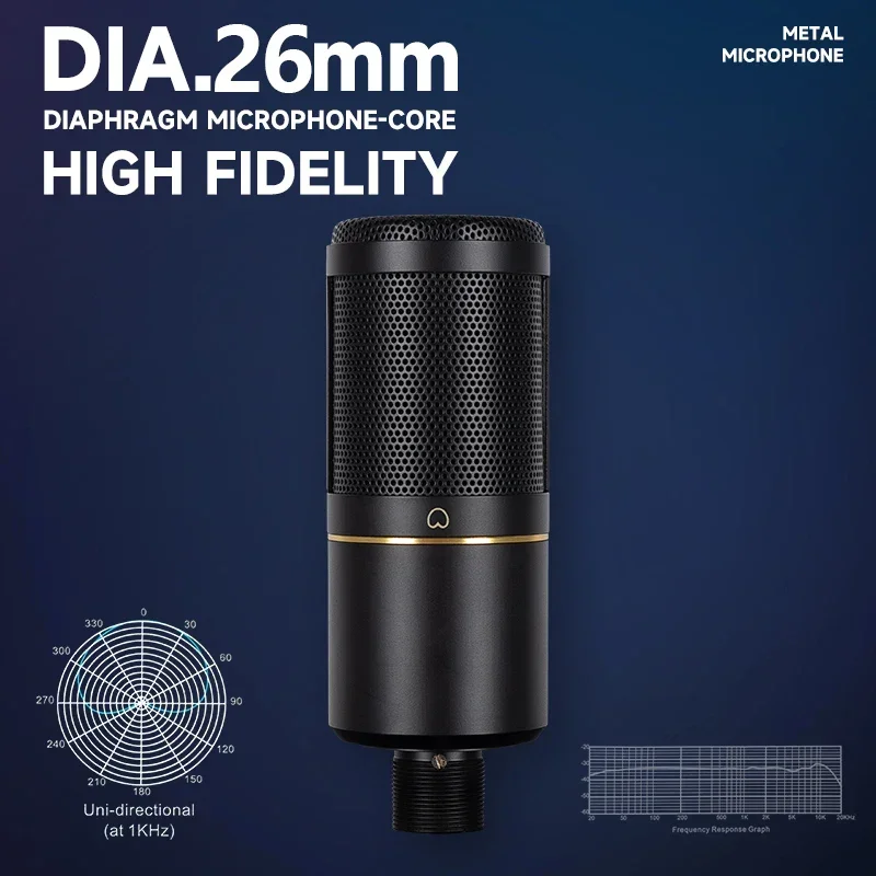 

Professional Studio Condenser Microphone Headphone USB Audio Interface Sound Card Bundle Kit Podcast Recording Solo Vlog