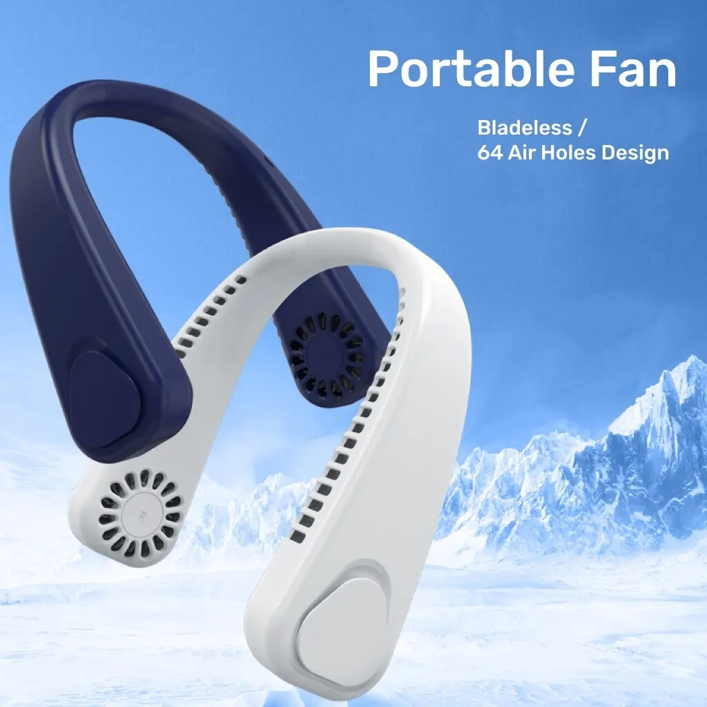 Ventilador portátil de verano para colgar en el cuello, refrigeración rápida, recargable por USB, sin aspas, para deportes al aire libre, hogar y oficina