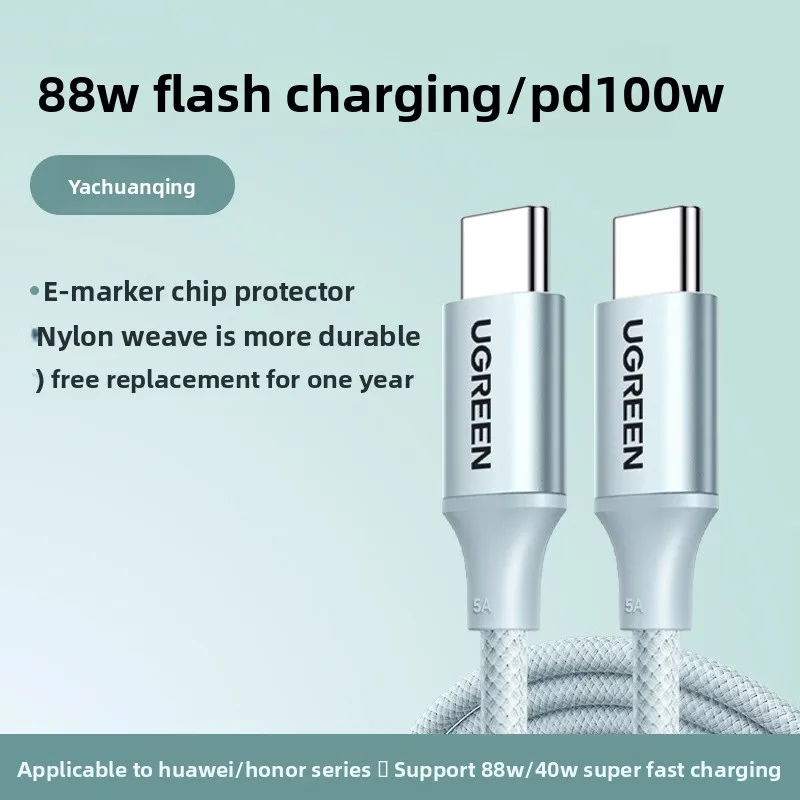 Kabel UGREEN USB C PD 100W 5A Tipe C Pengisian Cepat Kabel Pengisi Daya dengan Casing Aluminium dan Jalinan untuk iPhone 15/16