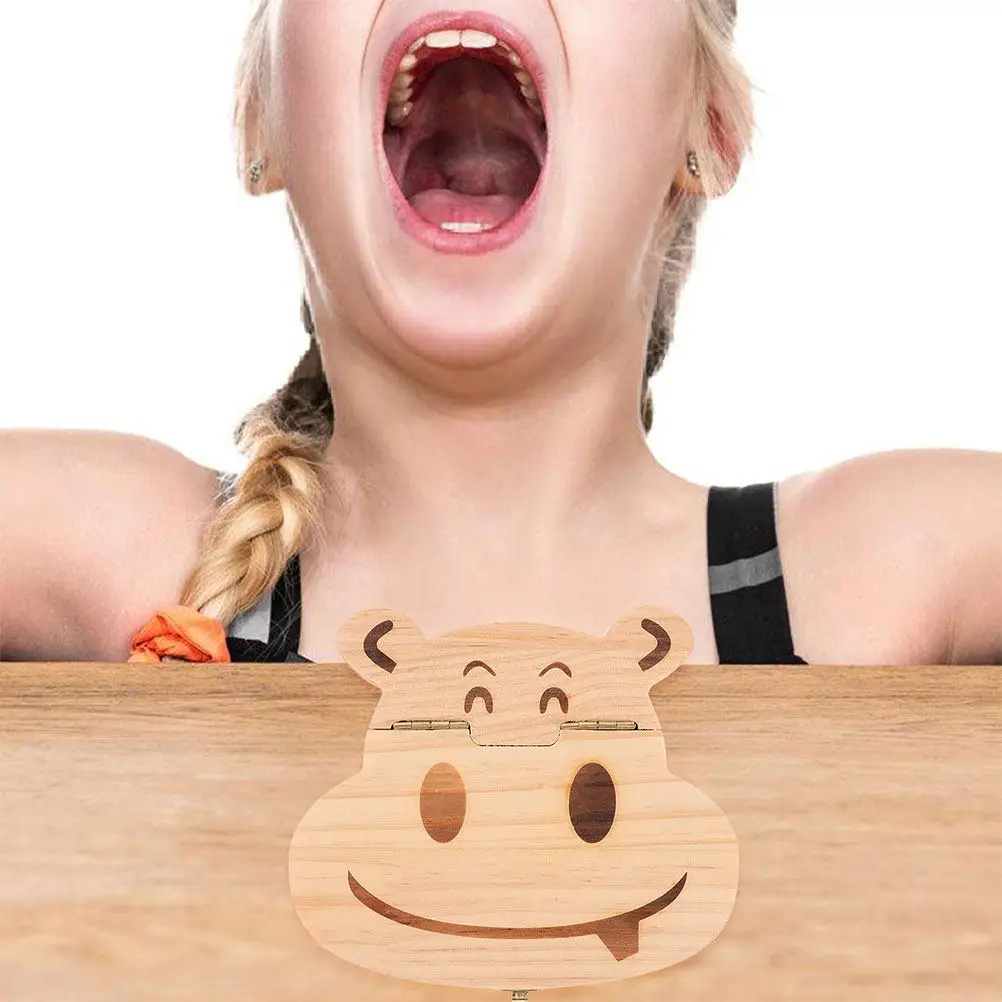 

2Set Wooden Baby Tooth Container Keepsake Box First Teeth Organizer Safe Lid Baby Shower Gift Tooth Case