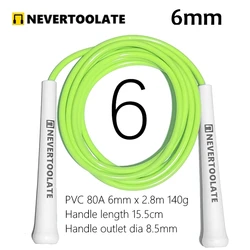 6mm thick PVC jump rope 140 gram 80A with core thread vinyl cord rope 15.5cm long handle NEVERTOOLATE  hitt exercise fitness